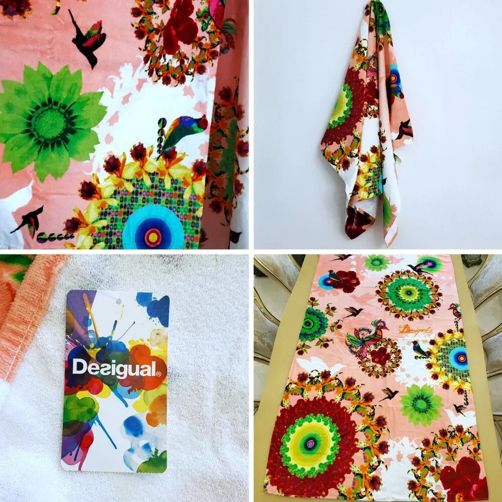 Desigual Floral Medallion Vibrant Colorful Beach Bath Towel - New